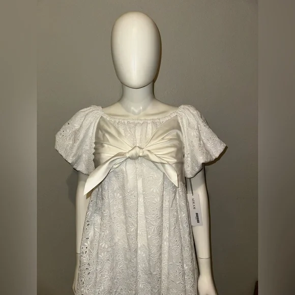 ADEAM Intermix “Wildflower” white eyelet lace off shoulder boho dress 0